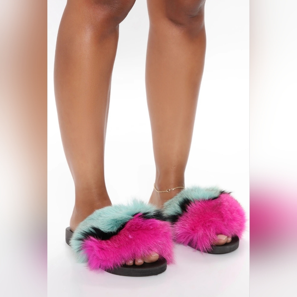 Rainbow Baby Slides Aqua/combo size 9